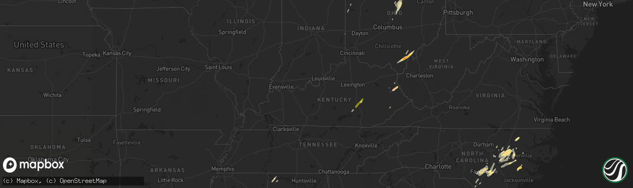 Hail map in Kentucky on April 29, 2014