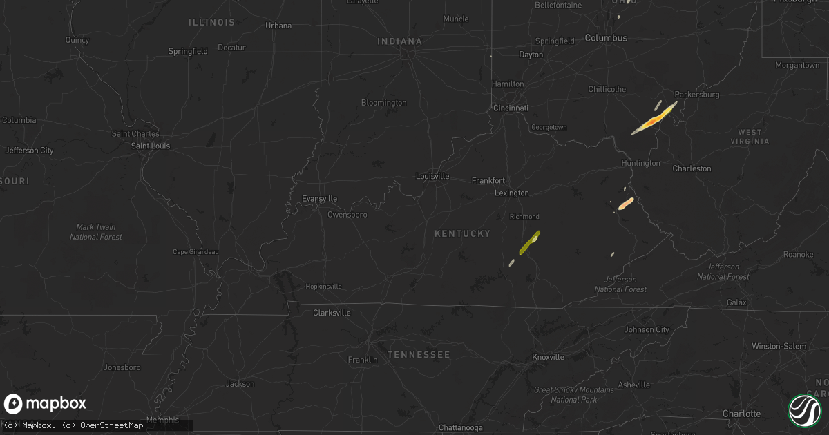 Hail map in Kentucky on April 29, 2014