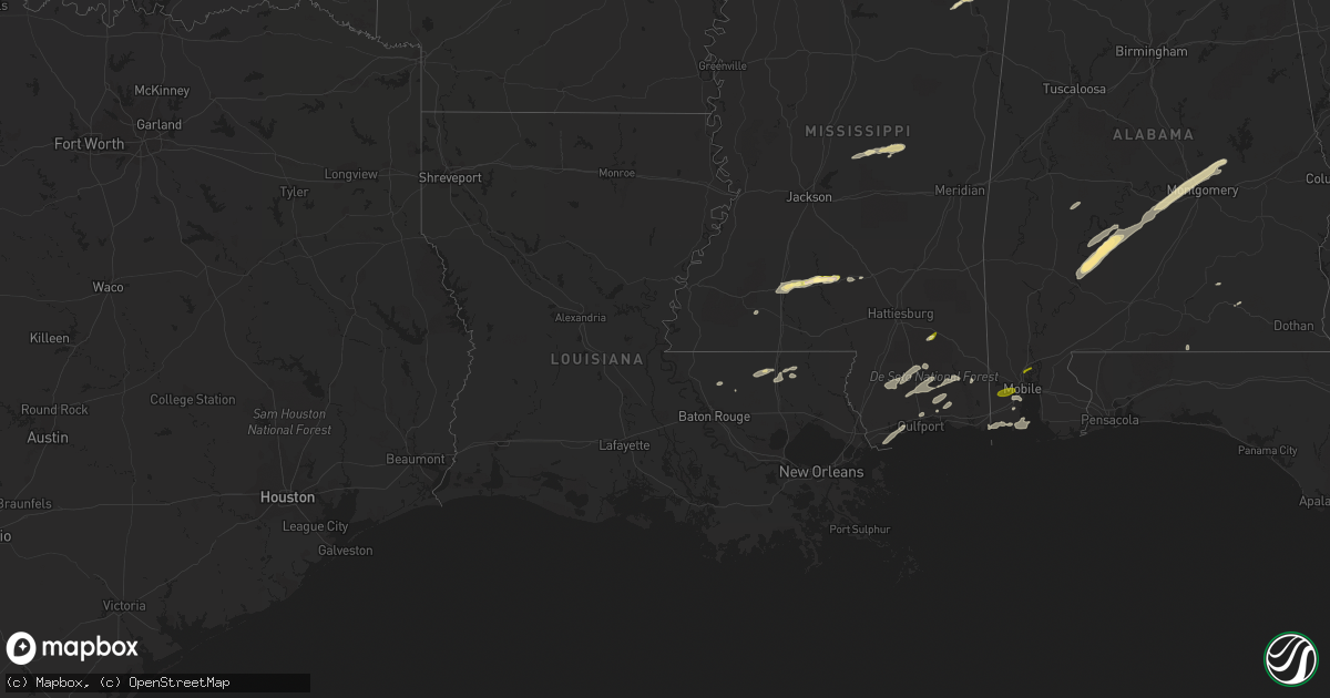 Hail map in Louisiana on April 29, 2014