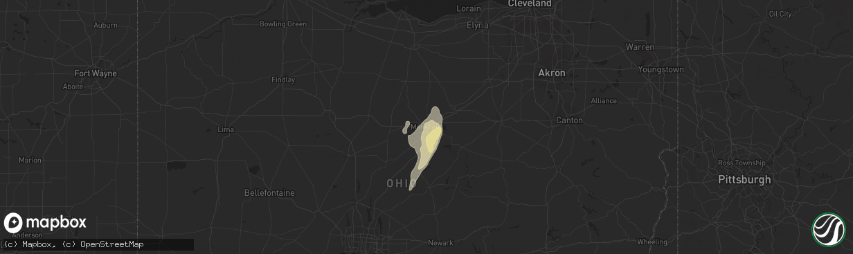 Hail map in Mansfield, OH on April 29, 2014