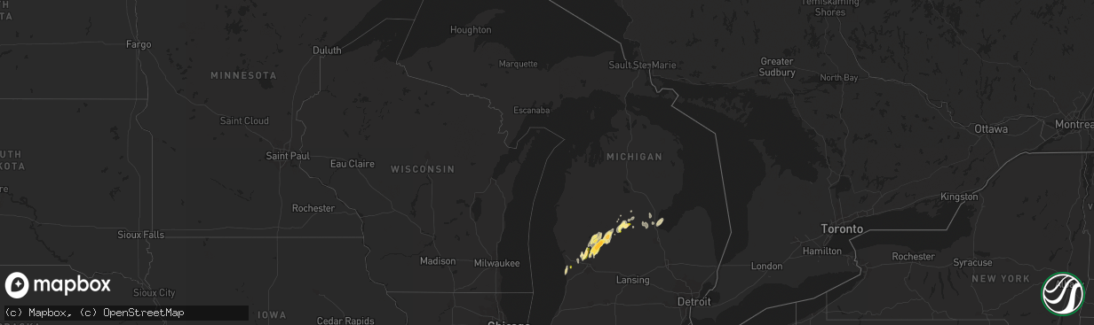 Hail map in Michigan on April 29, 2014