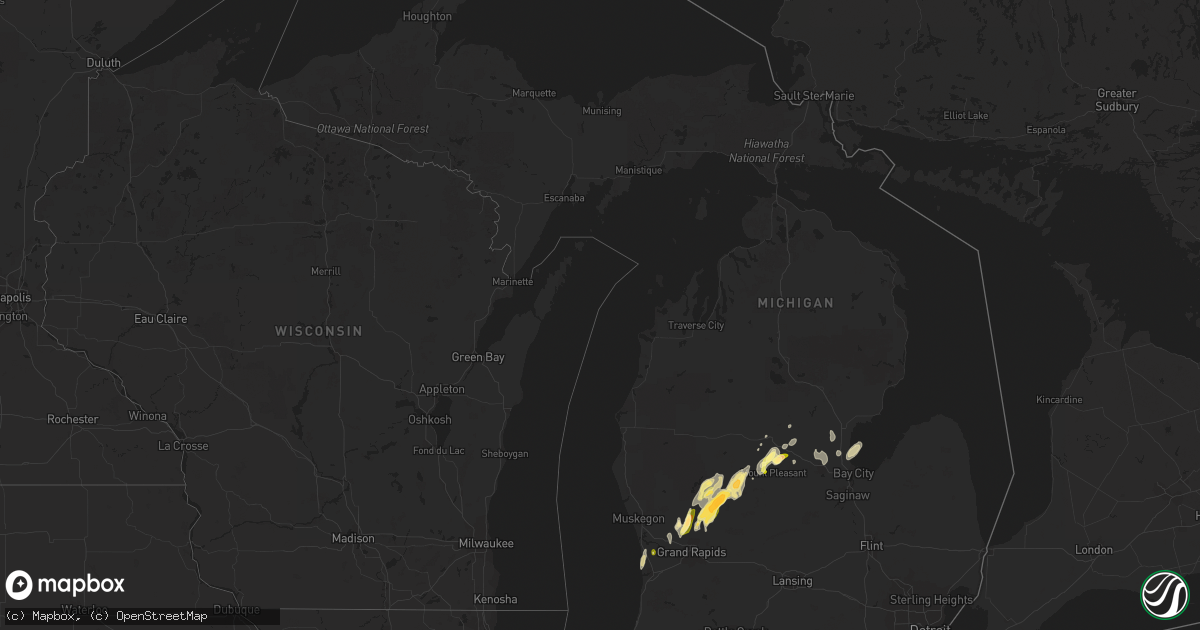 Hail map in Michigan on April 29, 2014