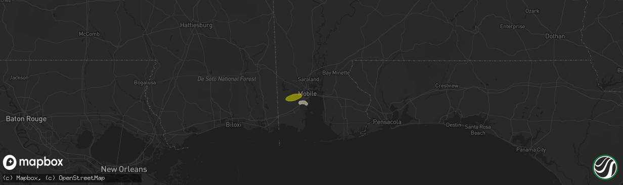 Hail map in Mobile, AL on April 29, 2014