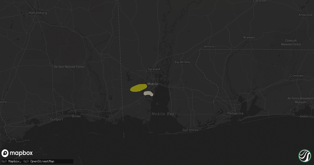 Hail map in Mobile, AL on April 29, 2014