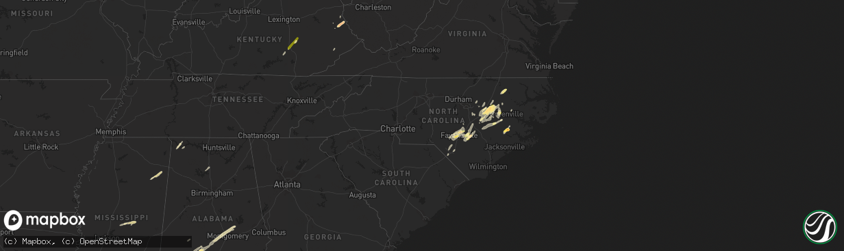 Hail map in North Carolina on April 29, 2014