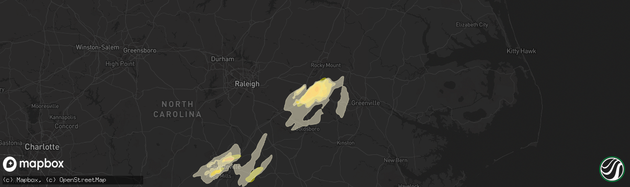 Hail map in Wilson, NC on April 29, 2014