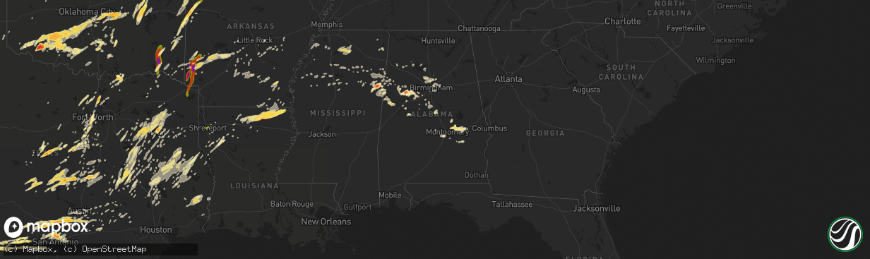 Hail map in Alabama on April 29, 2016