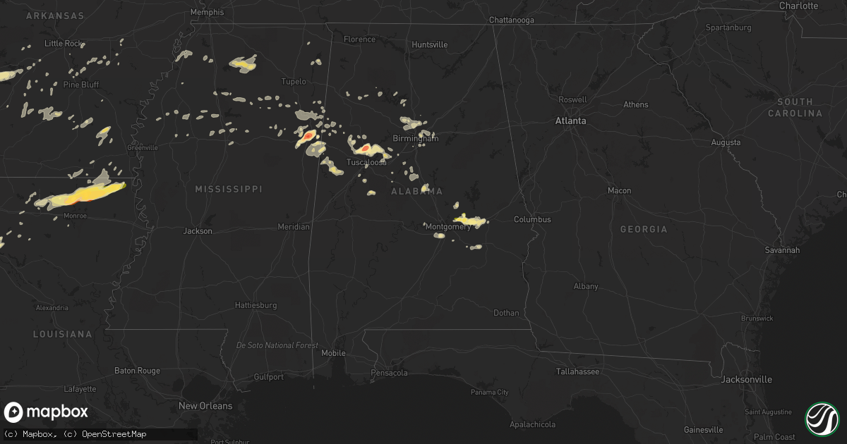 Hail map in Alabama on April 29, 2016