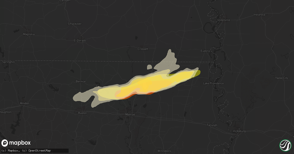 Hail map in Bastrop, LA on April 29, 2016