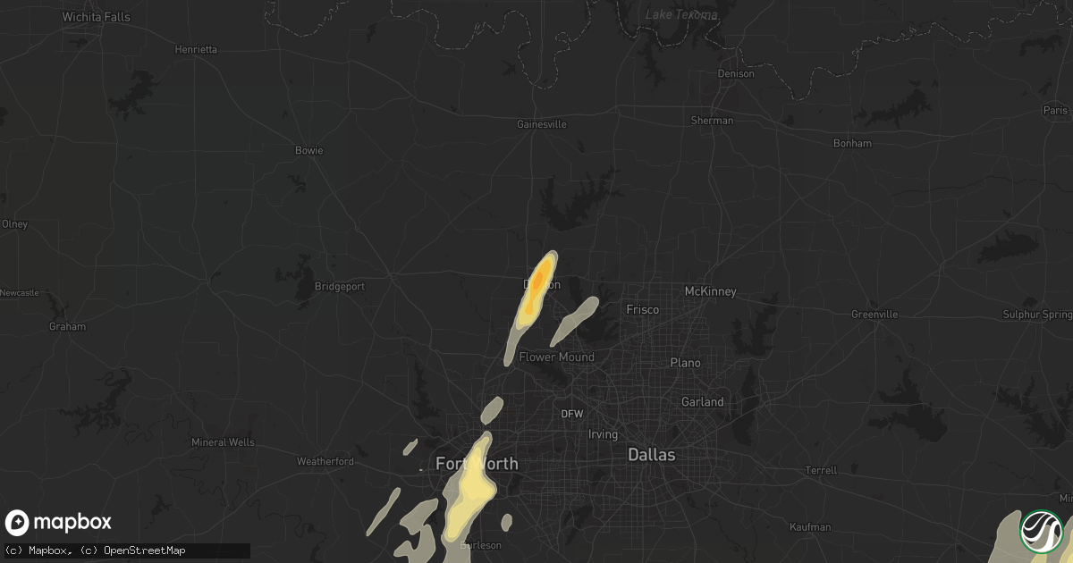 Hail map in Denton, TX on April 29, 2016