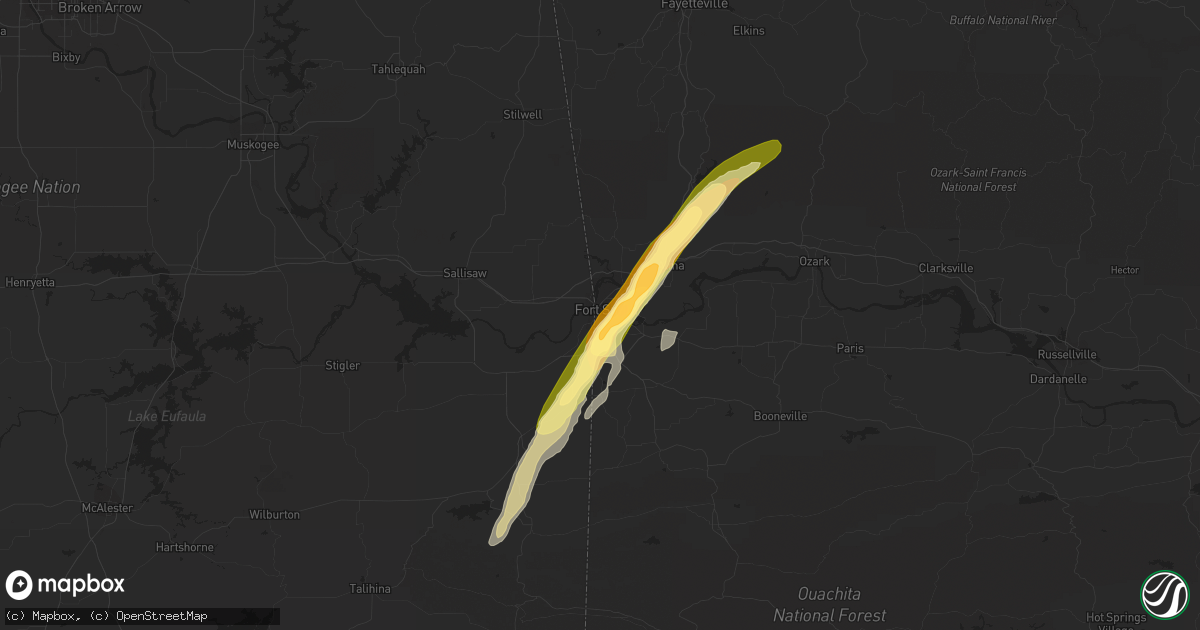 Hail map in Fort Smith, AR on April 29, 2016