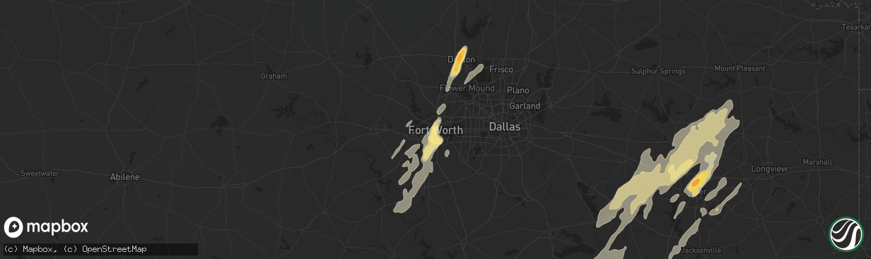 Hail map in Fort Worth, TX on April 29, 2016