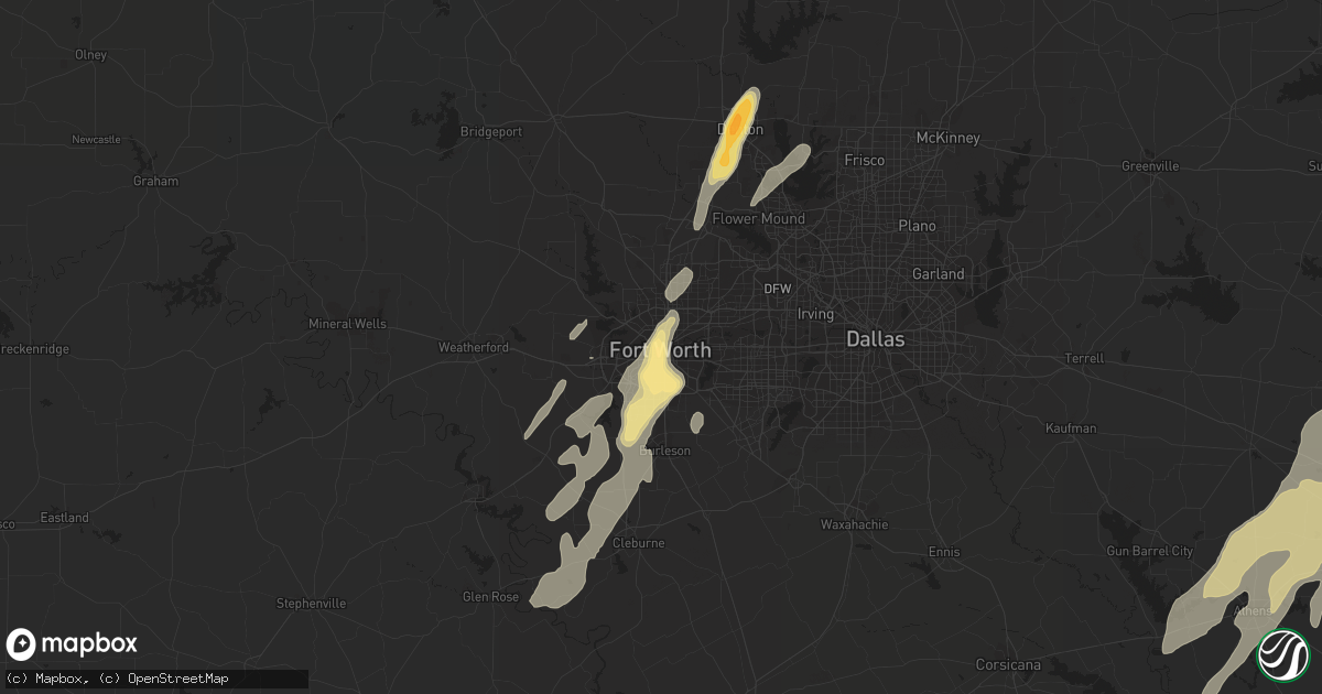 Hail map in Fort Worth, TX on April 29, 2016