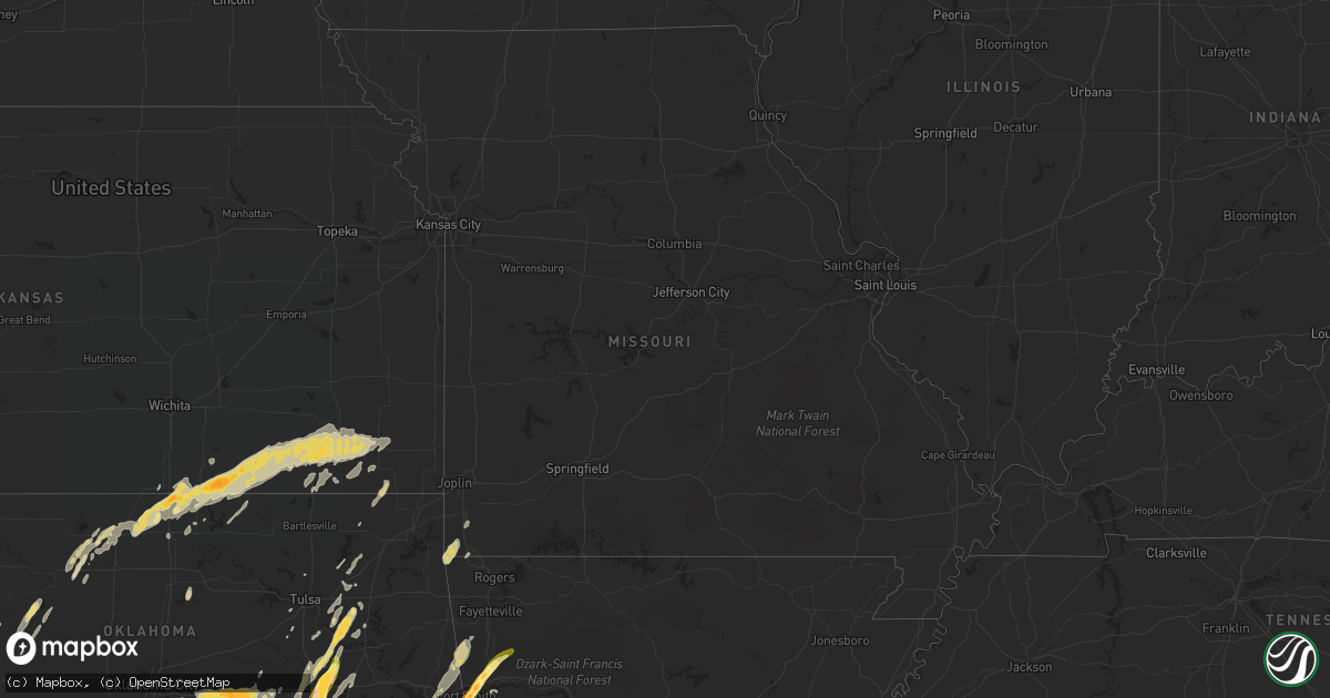 Hail map in Missouri on April 29, 2016