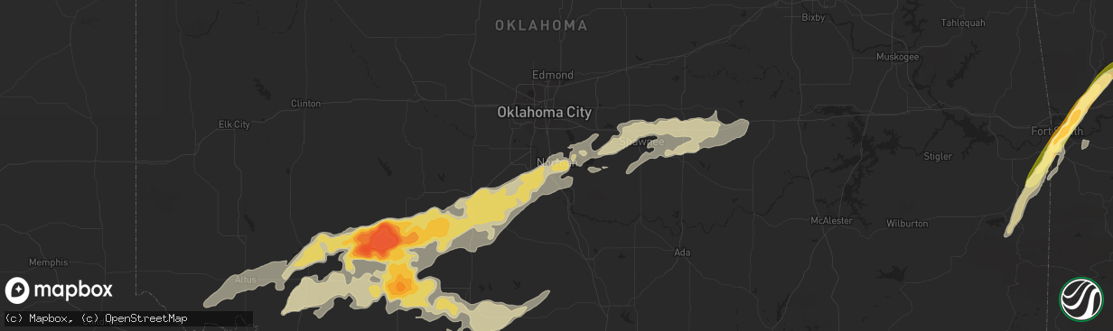 Hail map in Norman, OK on April 29, 2016