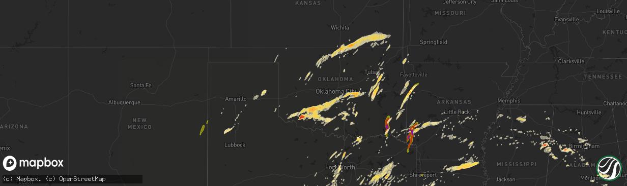 Hail map in Oklahoma on April 29, 2016