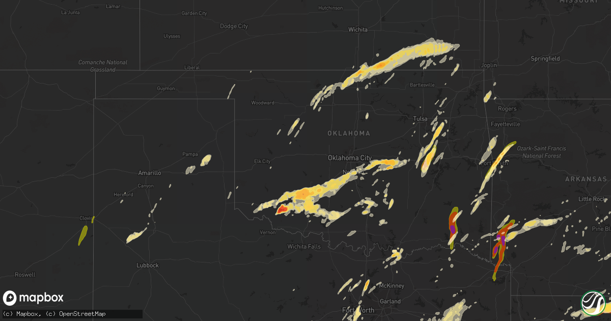 Hail map in Oklahoma on April 29, 2016