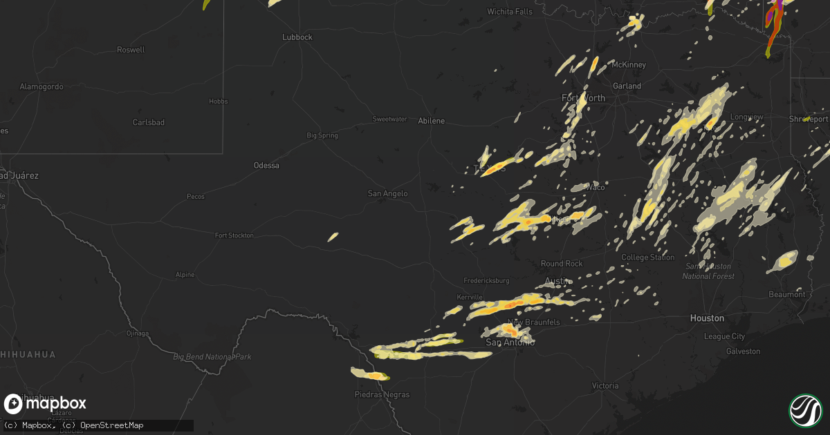 Hail map in Texas on April 29, 2016