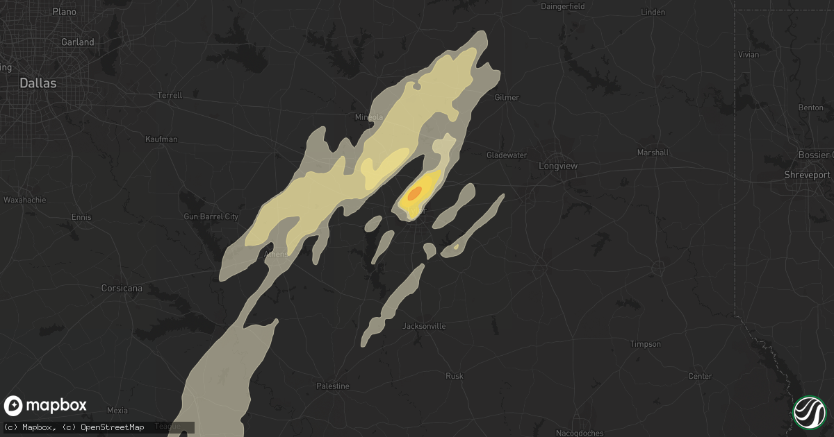 Hail map in Tyler, TX on April 29, 2016