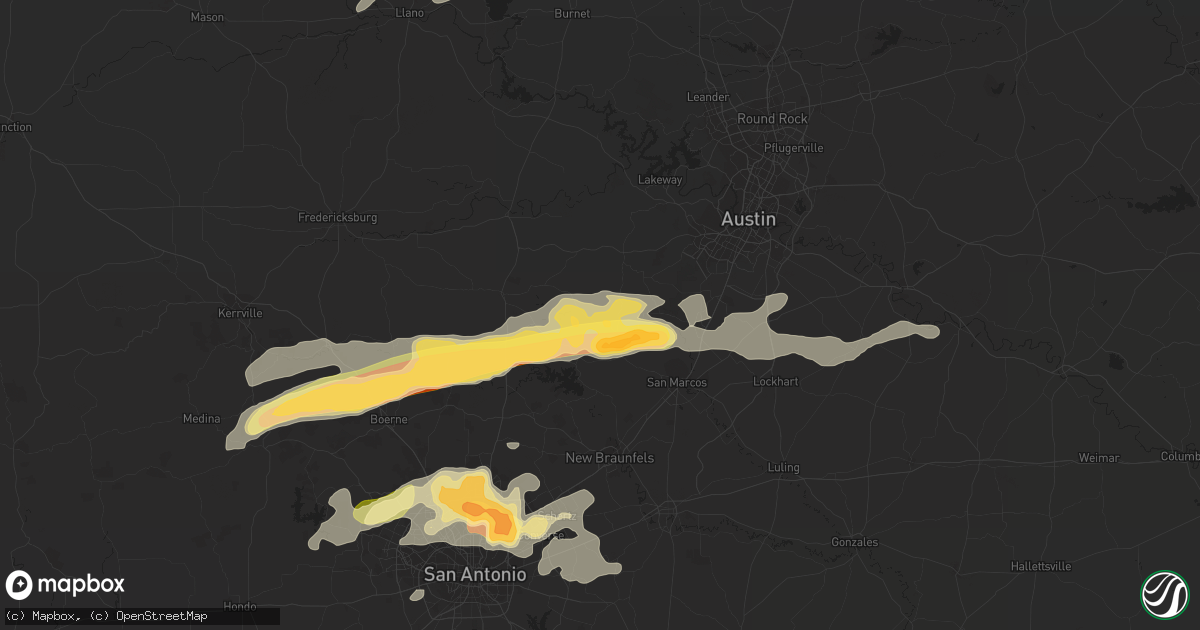 Hail map in Wimberley, TX on April 29, 2016