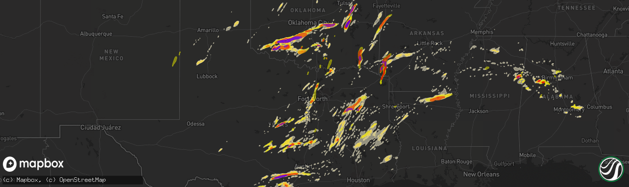 Hail map on April 29, 2016