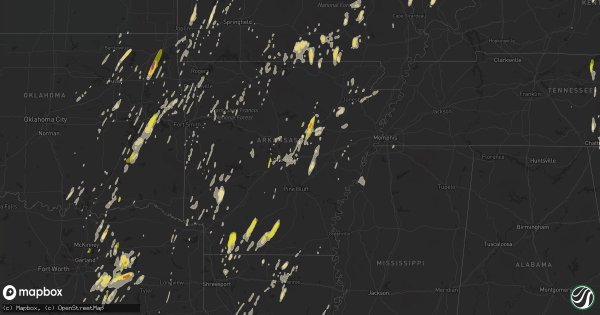 Hail map in Arkansas on April 29, 2017