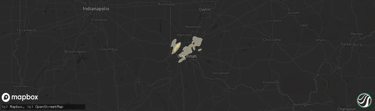 Hail map in Cincinnati, OH on April 29, 2017