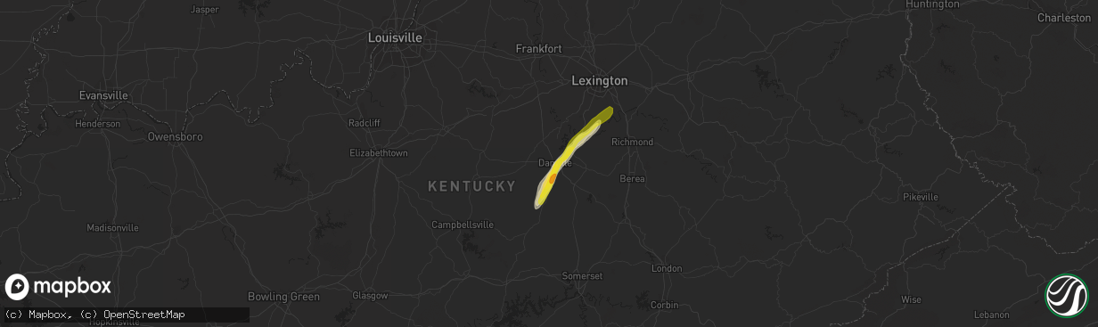 Hail map in Danville, KY on April 29, 2017