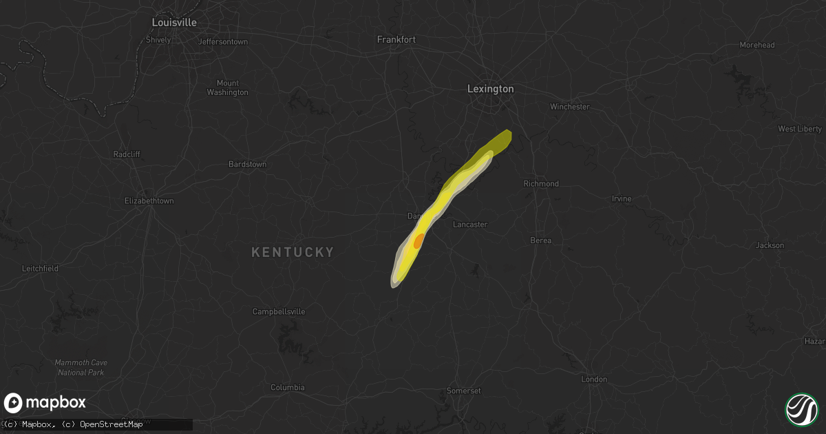 Hail map in Danville, KY on April 29, 2017