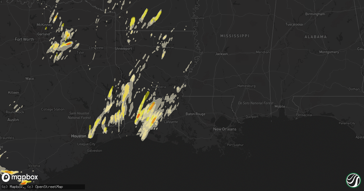 Hail map in Louisiana on April 29, 2017