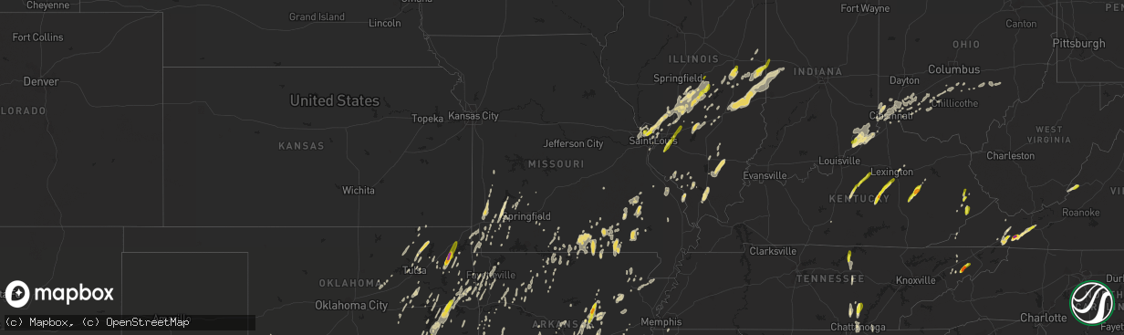 Hail map in Missouri on April 29, 2017