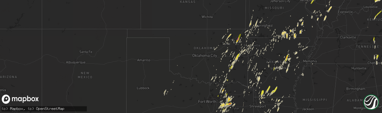 Hail map in Oklahoma on April 29, 2017