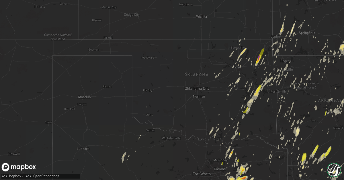 Hail map in Oklahoma on April 29, 2017