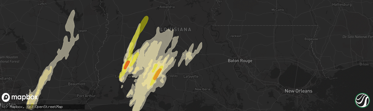 Hail map in Opelousas, LA on April 29, 2017