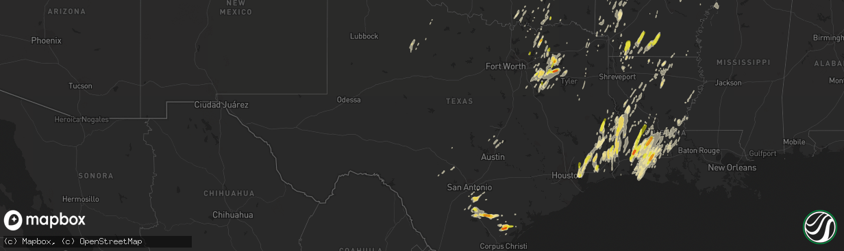 Hail map in Texas on April 29, 2017