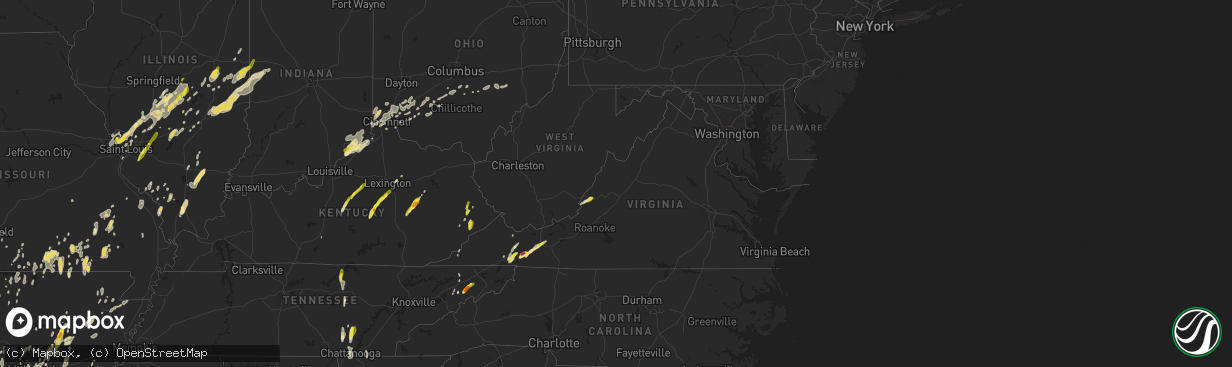 Hail map in Virginia on April 29, 2017