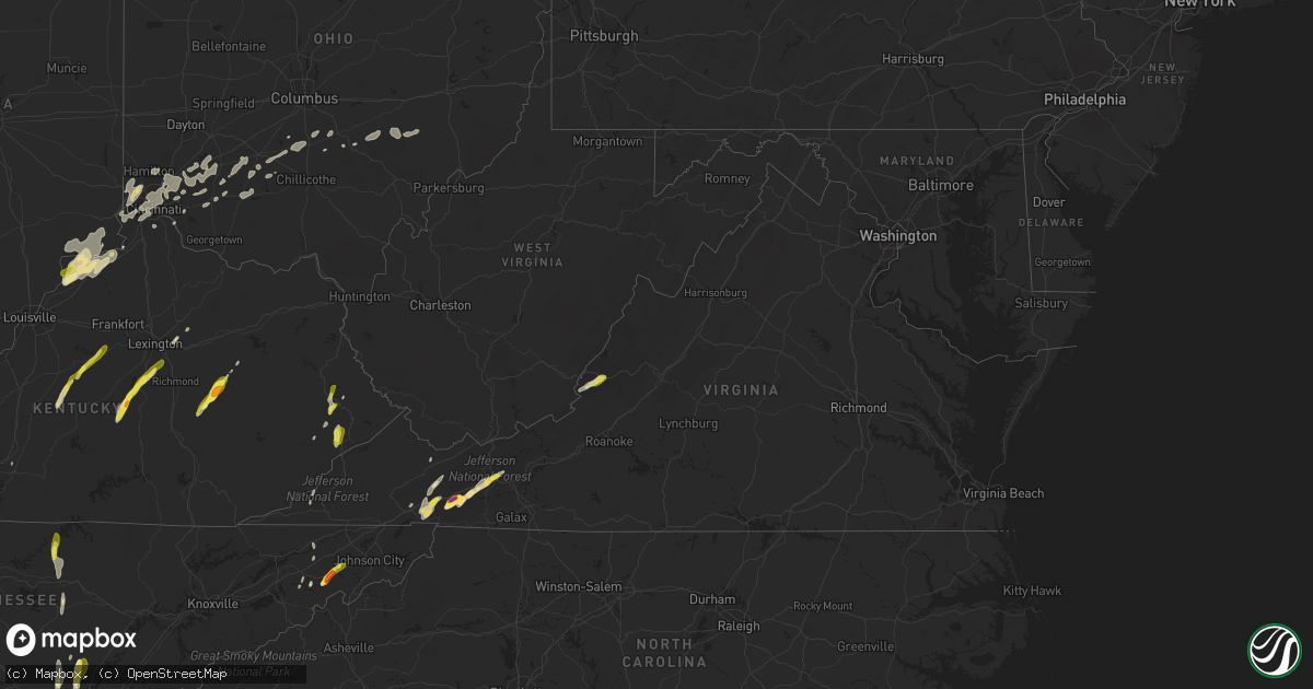 Hail map in Virginia on April 29, 2017