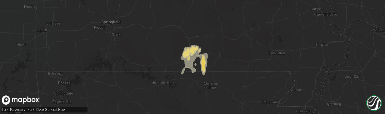 Hail map in West Plains, MO on April 29, 2017