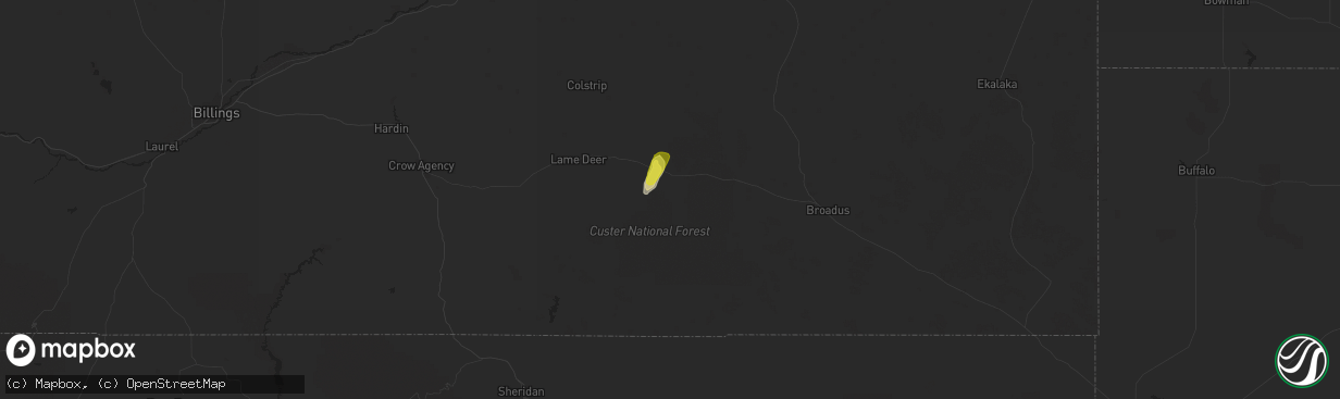 Hail map in Ashland, MT on April 29, 2018