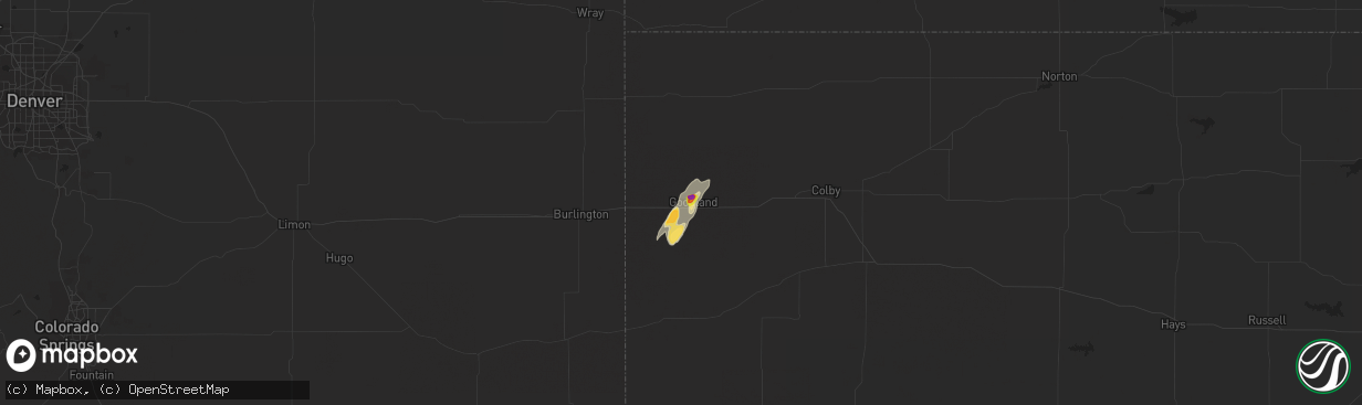 Hail map in Goodland, KS on April 29, 2018