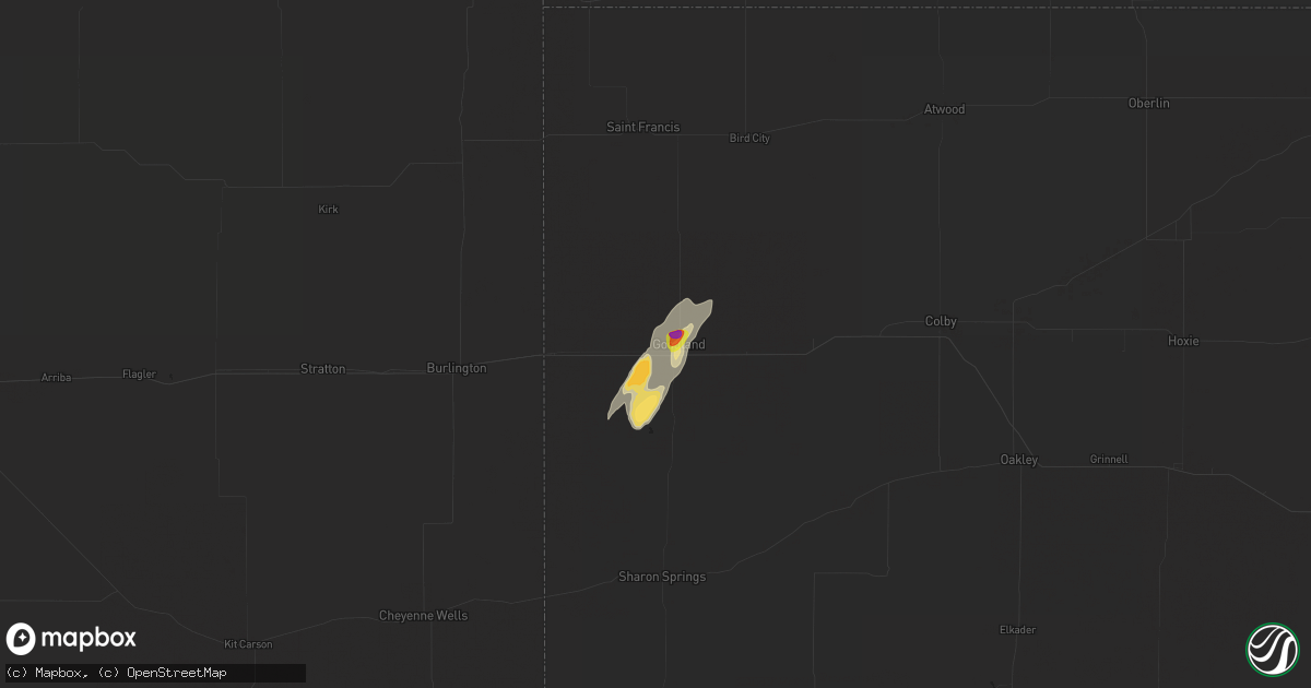 Hail map in Goodland, KS on April 29, 2018