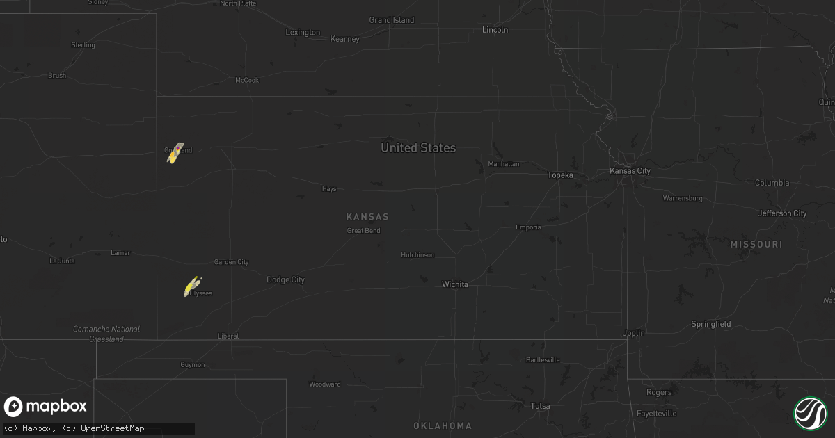 Hail map in Kansas on April 29, 2018