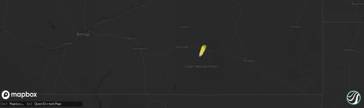 Hail map in Lame Deer, MT on April 29, 2018