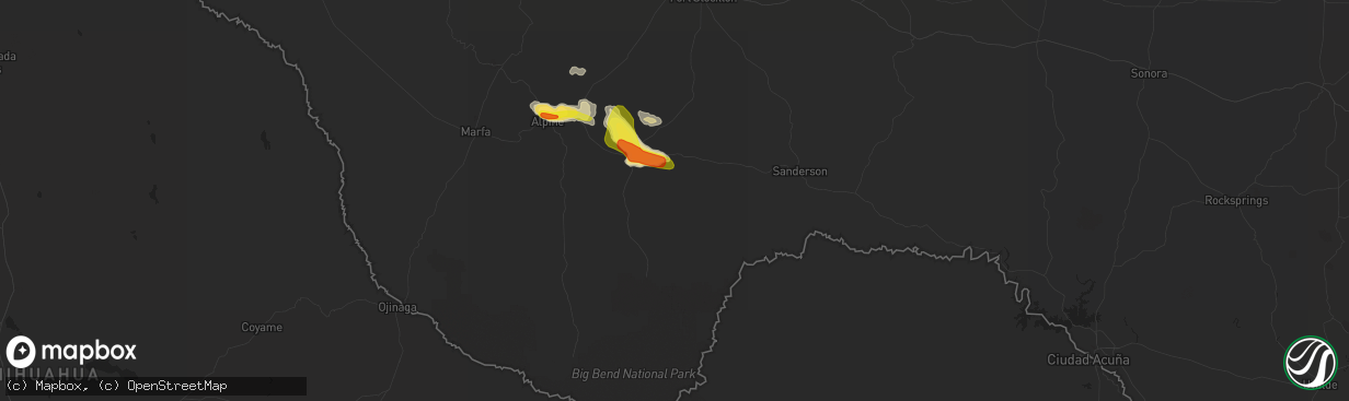 Hail map in Marathon, TX on April 29, 2018