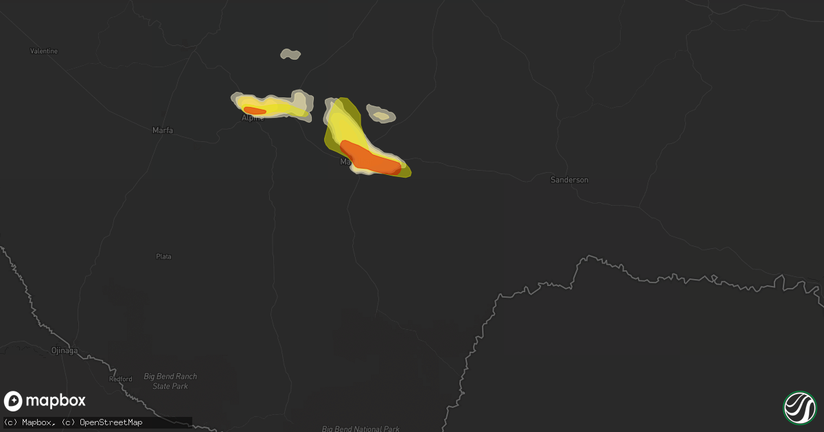 Hail map in Marathon, TX on April 29, 2018