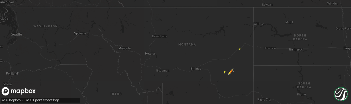 Hail map in Montana on April 29, 2018