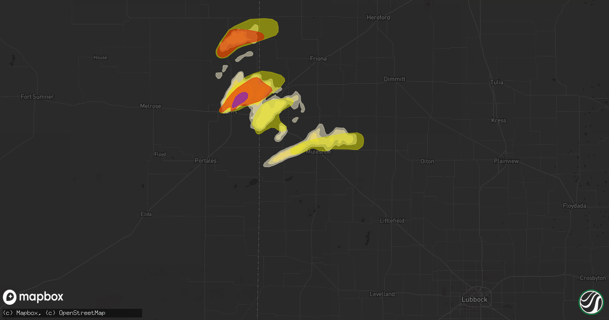 Hail map in Muleshoe, TX on April 29, 2018