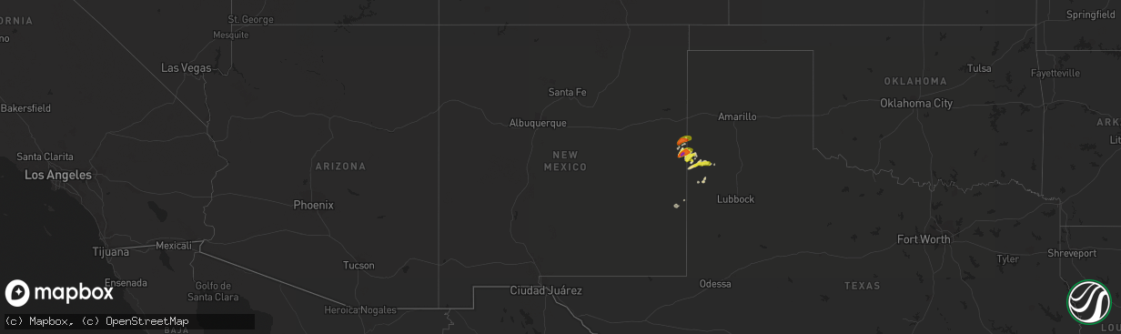 Hail map in New Mexico on April 29, 2018