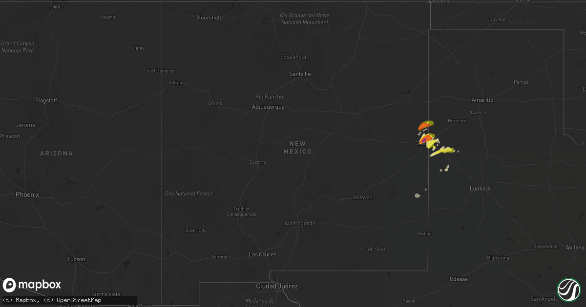 Hail map in New Mexico on April 29, 2018