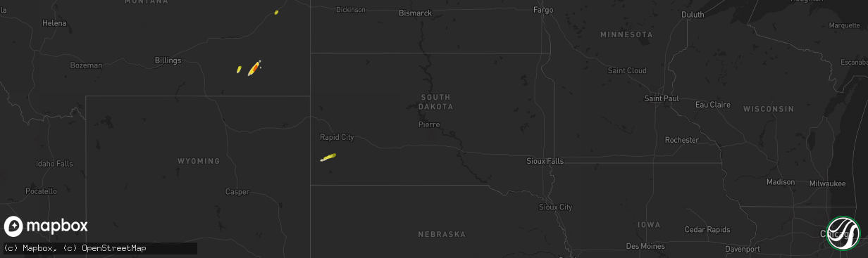 Hail map in South Dakota on April 29, 2018